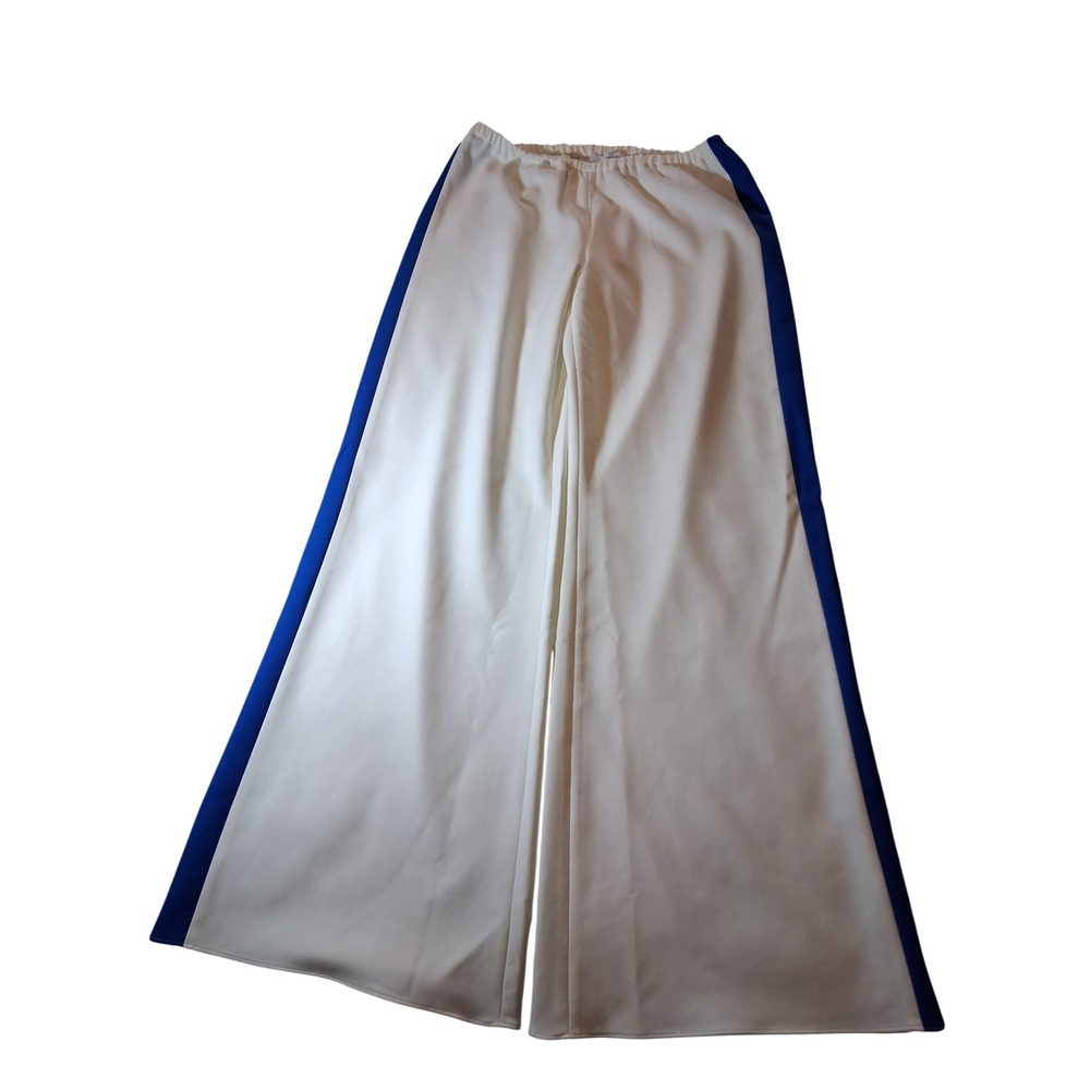 La Ligne Side Stripe Colby Pant Ivory Cobalt Blue Wide Leg M LLC14271 NEW
